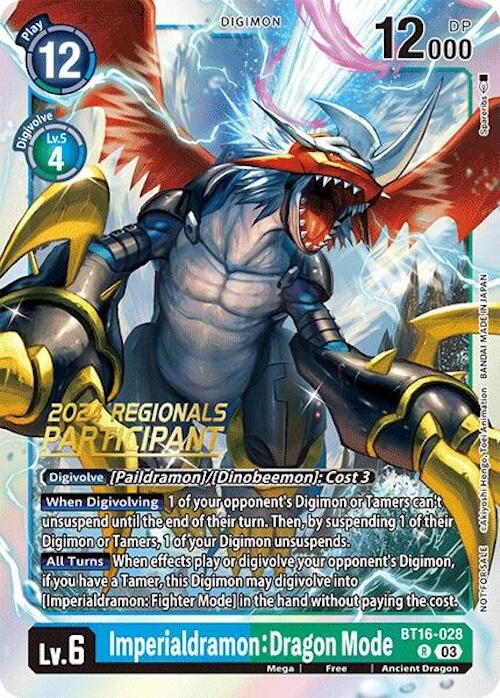 Imperialdramon: Dragon Mode [BT16-028] (2024 Regionals Participant) [Beginning Observer] | Cracking-Singles