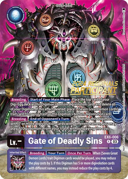 Gate of Deadly Sins [EX6-006] (2024 Regionals Participant) [Infernal Ascension] | Cracking-Singles