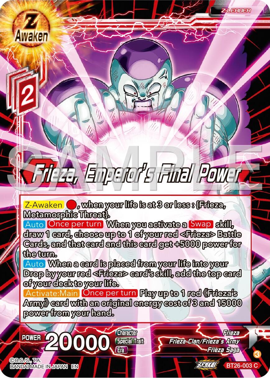 Frieza, Emperor's Final Power (BT26-003) [Ultimate Advent] | Cracking-Singles