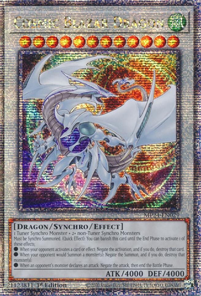 Cosmic Blazar Dragon [MP24-EN029] Quarter Century Secret Rare | Cracking-Singles