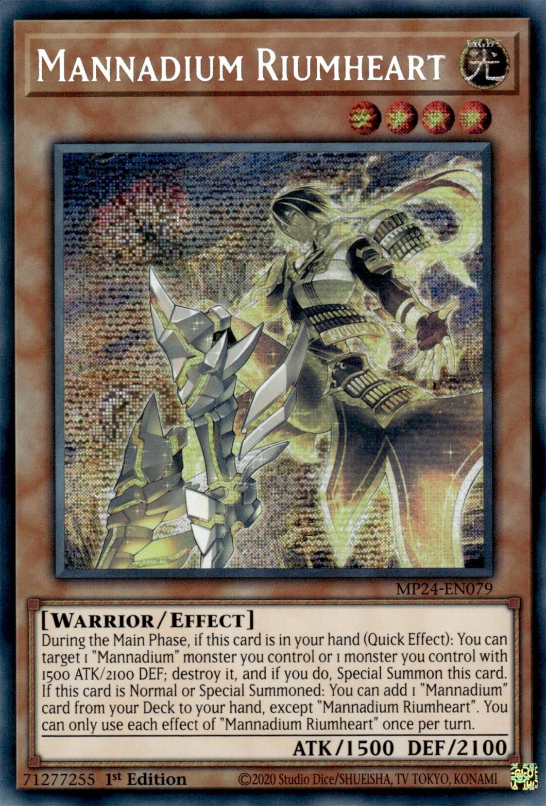 Mannadium Riumheart [MP24-EN079] Prismatic Secret Rare | Cracking-Singles