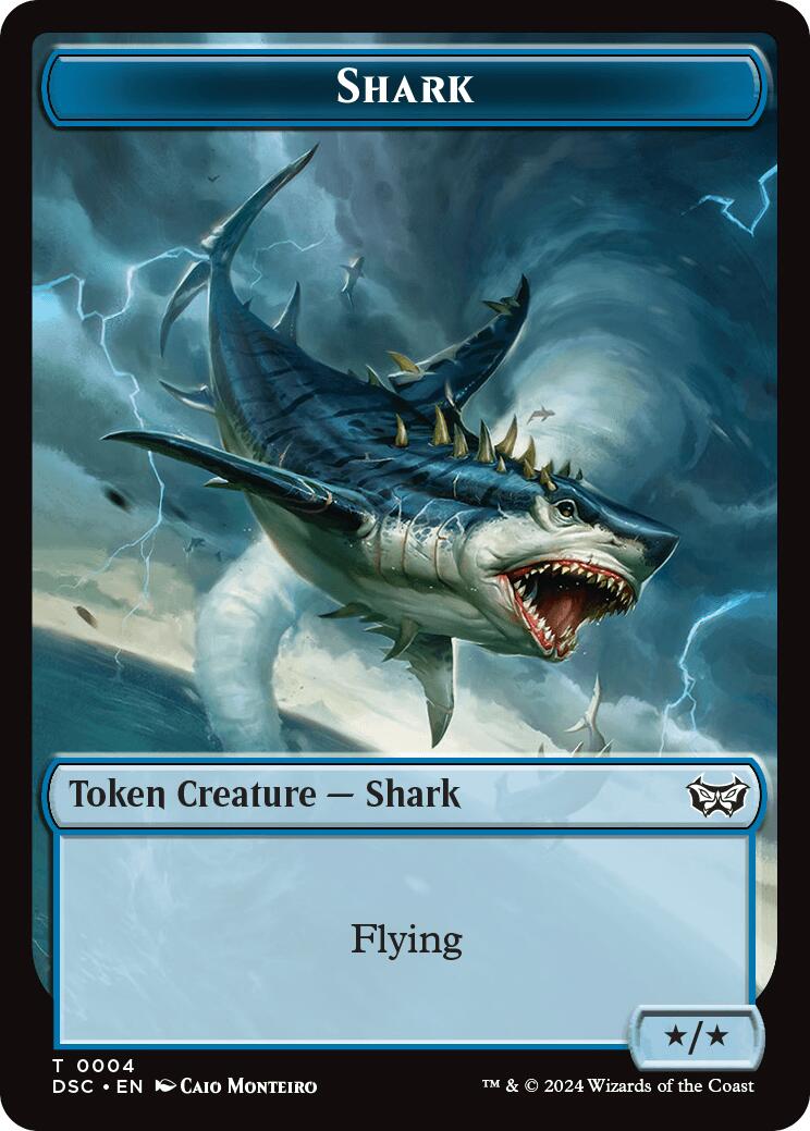 Shark // Copy Double-Sided Token [Duskmourn: House of Horror Commander Tokens] | Cracking-Singles