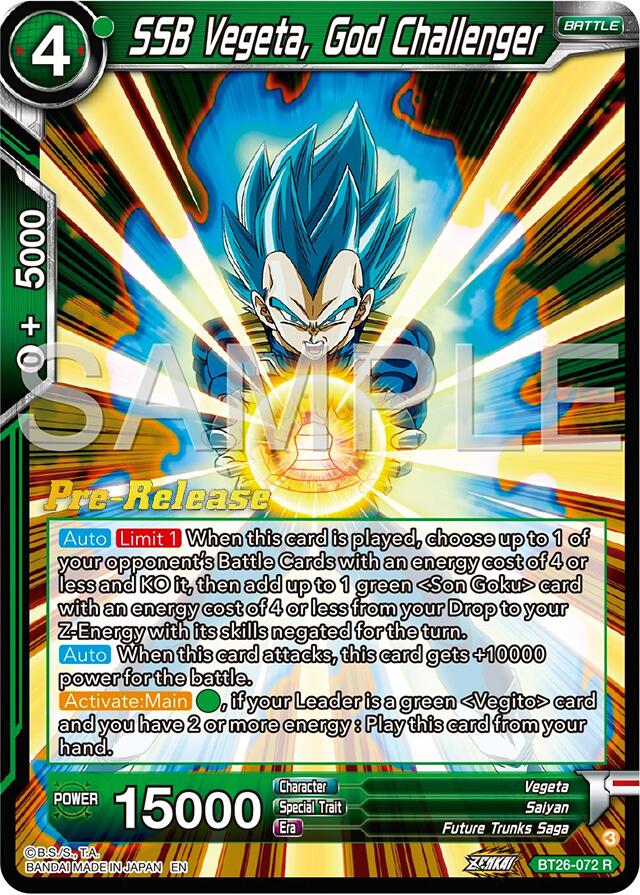 SSB Vegeta, God Challenger (BT26-072) [Ultimate Advent Prerelease Promos] | Cracking-Singles