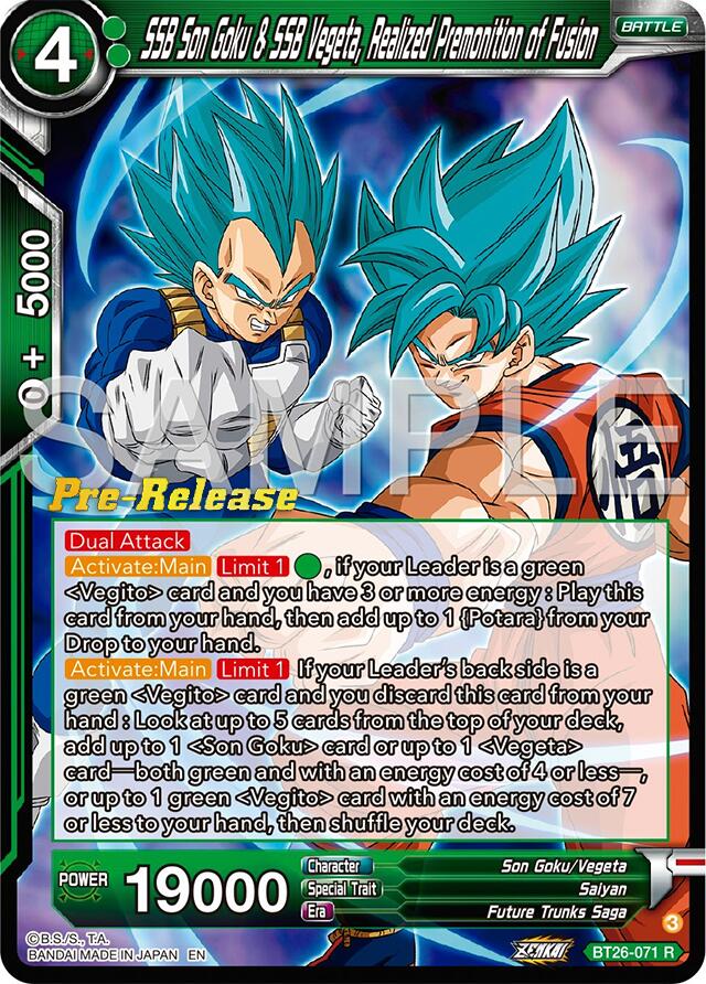 SSB Son Goku & SSB Vegeta, Realized Premonition of Fusion (BT26-071) [Ultimate Advent Prerelease Promos] | Cracking-Singles