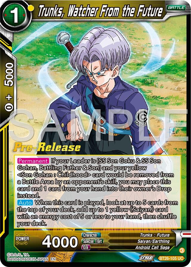 Trunks, Watcher From the Future (BT26-105) [Ultimate Advent Prerelease Promos] | Cracking-Singles