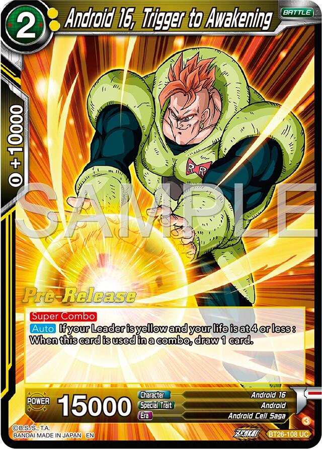 Android 16, Trigger to Awakening (BT26-108) [Ultimate Advent Prerelease Promos] | Cracking-Singles