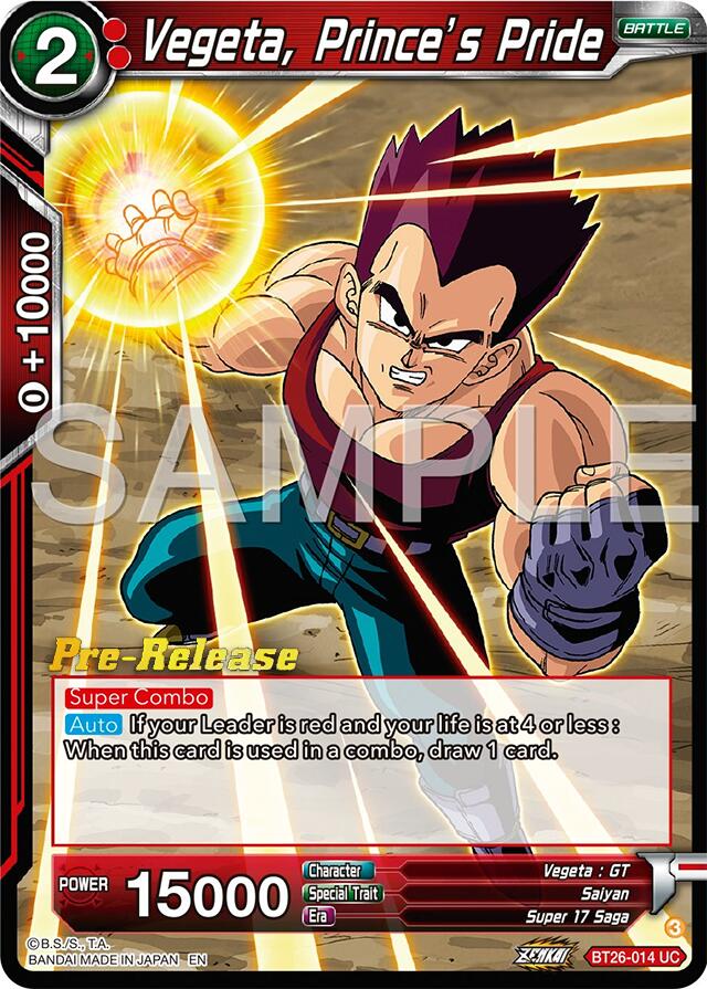 Vegeta, Prince's Pride (BT26-014) [Ultimate Advent Prerelease Promos] | Cracking-Singles