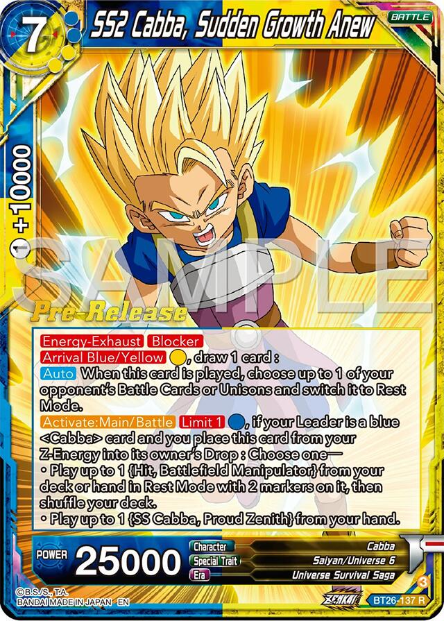 SS2 Cabba, Sudden Growth Anew (BT26-137) [Ultimate Advent Prerelease Promos] | Cracking-Singles