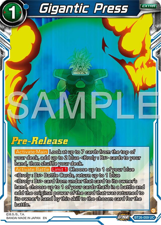 Gigantic Press (BT26-059) [Ultimate Advent Prerelease Promos] | Cracking-Singles