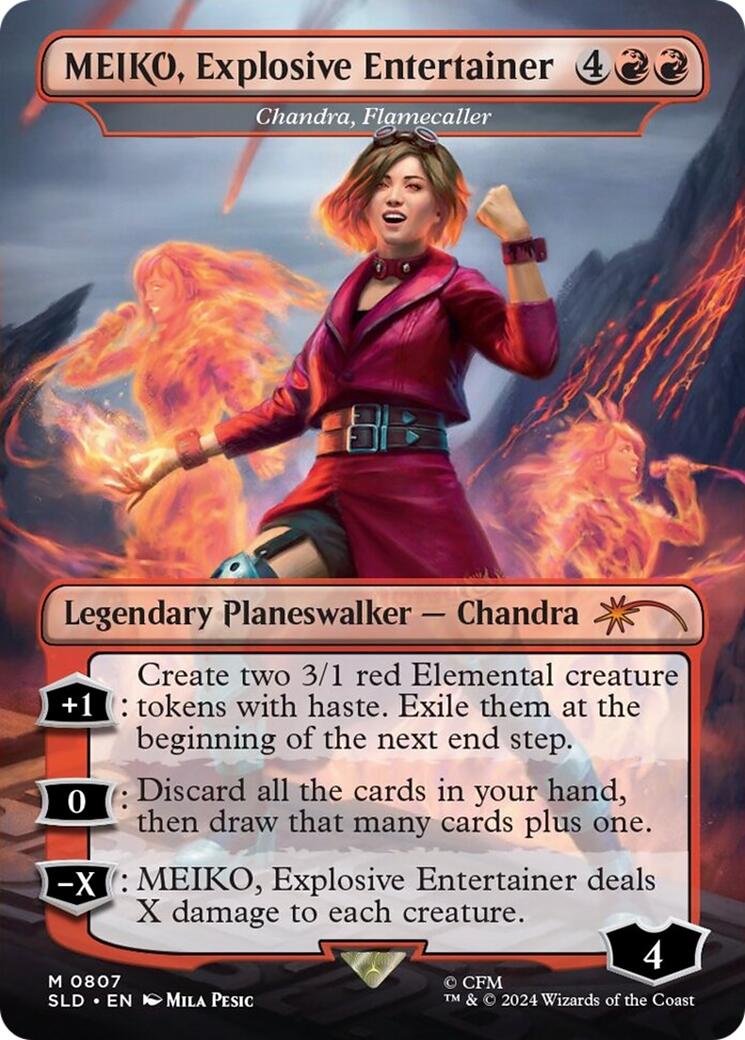 MEIKO, Explosive Entertainer - Chandra, Flamecaller (Rainbow Foil) [Secret Lair Drop Series] | Cracking-Singles