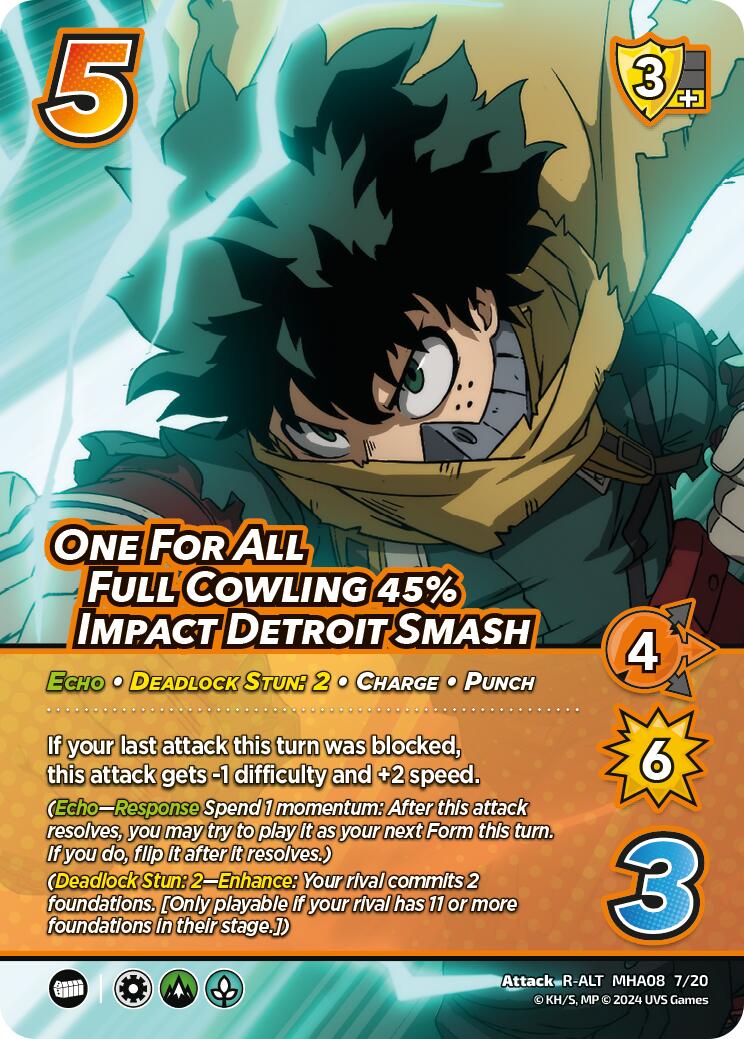 One For All Full Cowling 45% Impact Detroit Smash (Alternate Art) [Challenger Series: My Hero Academia - Dark Hero Arc] | Cracking-Singles