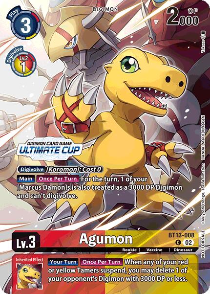 Agumon [BT13-008] (Ultimate Cup 2024) [Versus Royal Knights Booster] | Cracking-Singles