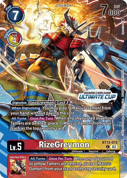 RizeGreymon [BT13-015] (Ultimate Cup 2024) [Versus Royal Knights Booster] | Cracking-Singles