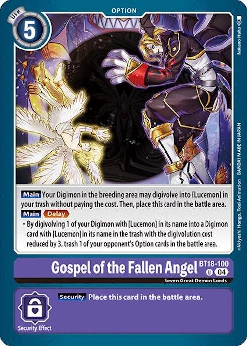 Gospel of the Fallen Angel [BT18-100] [Release Special Booster Ver.2.0] | Cracking-Singles