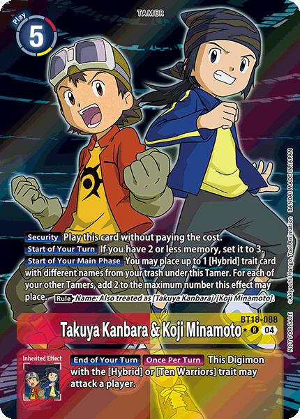 Takuya Kanbara & Koji Minamoto [BT18-088] (Release Special Booster 2.0: Box Promotion Pack) [Release Special Booster 2.0] | Cracking-Singles