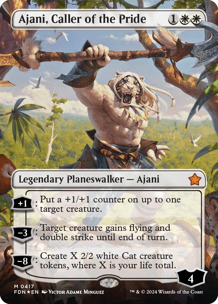 Ajani, Caller of the Pride (Borderless) (Mana Foil) [Foundations] | Cracking-Singles