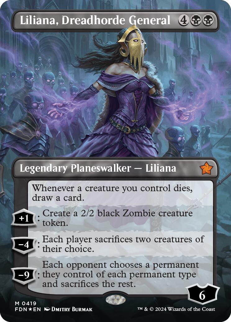 Liliana, Dreadhorde General (Borderless) (Mana Foil) [Foundations] | Cracking-Singles