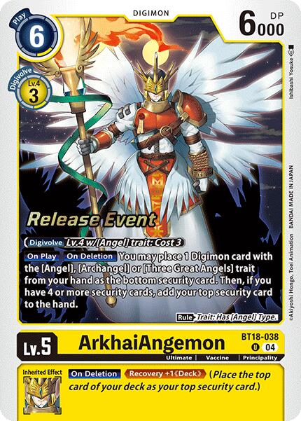 ArkhaiAngemon [BT18-038] [Release Special Booster Ver.2.0 Pre-Release Cards] | Cracking-Singles