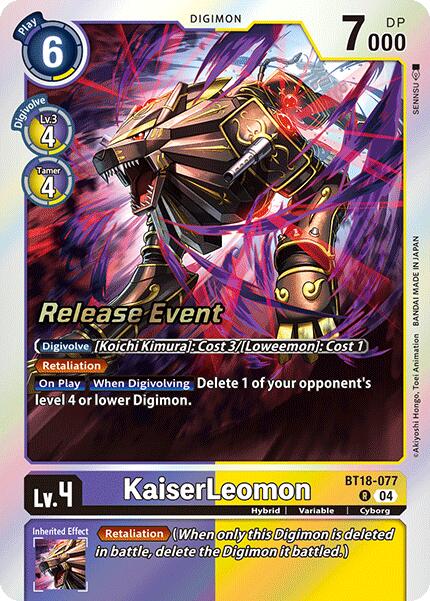 KaiserLeomon [BT18-077] [Release Special Booster Ver.2.0 Pre-Release Cards] | Cracking-Singles