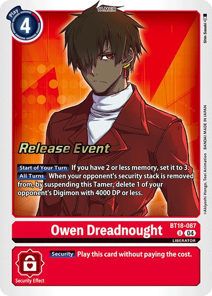 Owen Dreadnought [BT18-087] [Release Special Booster Ver.2.0 Pre-Release Cards] | Cracking-Singles