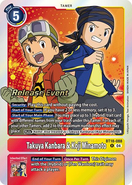 Takuya Kanbara & Koji Minamoto [BT18-088] [Release Special Booster Ver.2.0 Pre-Release Cards] | Cracking-Singles