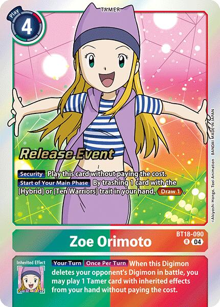 Zoe Orimoto [BT18-090] [Release Special Booster 2.0 Pre-Release Cards] | Cracking-Singles