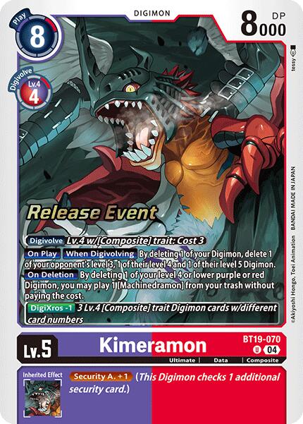 Kimeramon [BT19-070] [Release Special Booster Ver.2.0 Pre-Release Cards] | Cracking-Singles