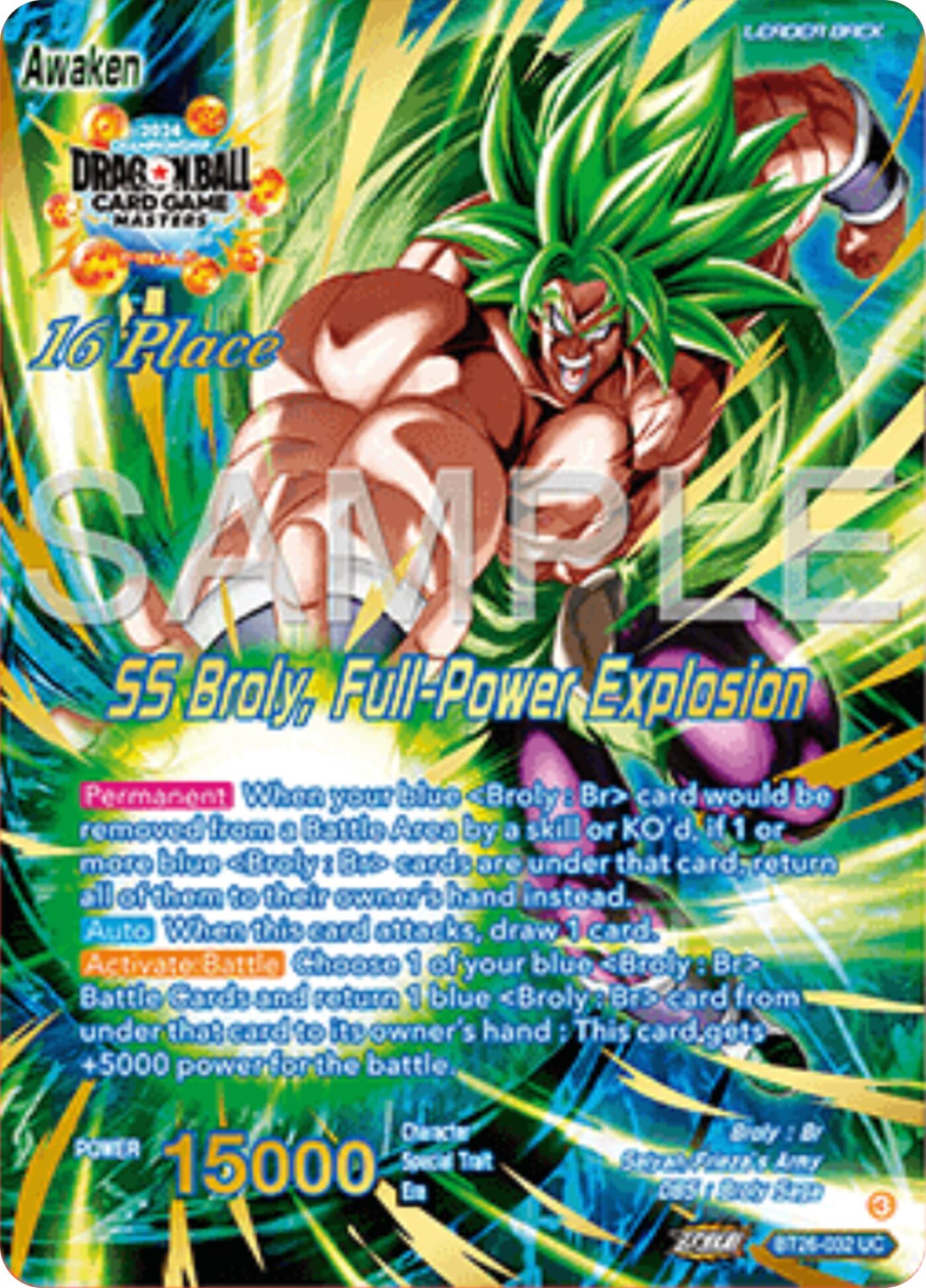 Broly // SS Broly, Full-Power Explosion (Top 16) (BT26-032) [Ultimate Advent Prerelease Promos] | Cracking-Singles