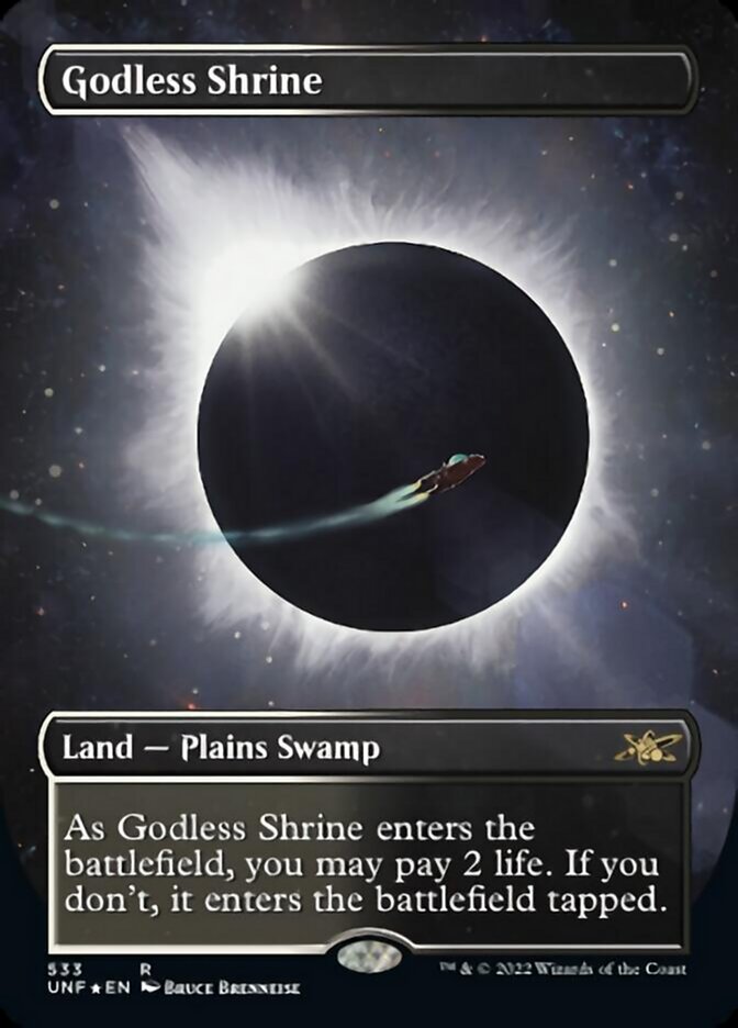 Godless Shrine (Borderless) (Galaxy Foil) [Unfinity] | Cracking-Singles