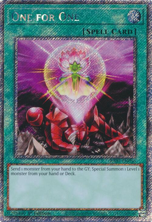 One for One (Platinum Secret Rare) [RA03-EN056] Platinum Secret Rare | Cracking-Singles