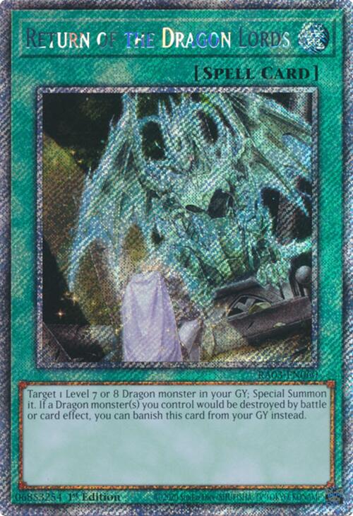 Return of the Dragon Lords (Platinum Secret Rare) [RA03-EN060] Platinum Secret Rare | Cracking-Singles