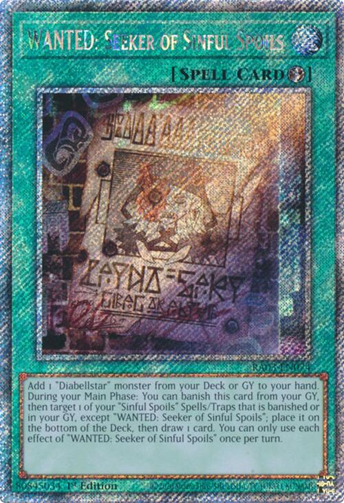 WANTED: Seeker of Sinful Spoils (Platinum Secret Rare) [RA03-EN074] Platinum Secret Rare | Cracking-Singles