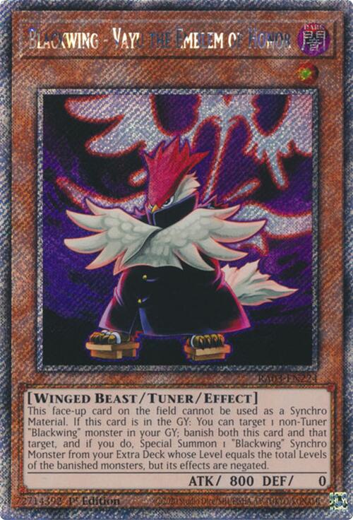 Blackwing - Vayu the Emblem of Honor (Platinum Secret Rare) [RA03-EN224] Platinum Secret Rare | Cracking-Singles