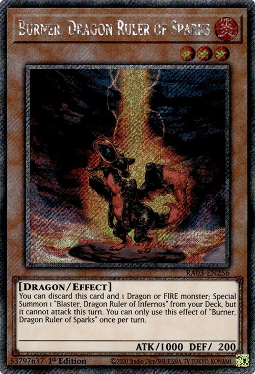 Burner, Dragon Ruler of Sparks (Platinum Secret Rare) [RA03-EN256] Platinum Secret Rare | Cracking-Singles