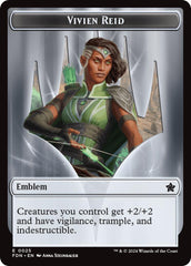 Emblem - Vivien Reid // Elf Warrior Double-Sided Token [Foundations Tokens] | Cracking-Singles