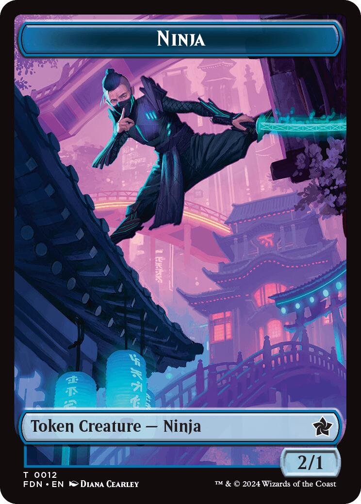 Emblem - Kaito, Cunning Infiltrator // Ninja Doubled-Sided Token [Foundations Tokens] | Cracking-Singles