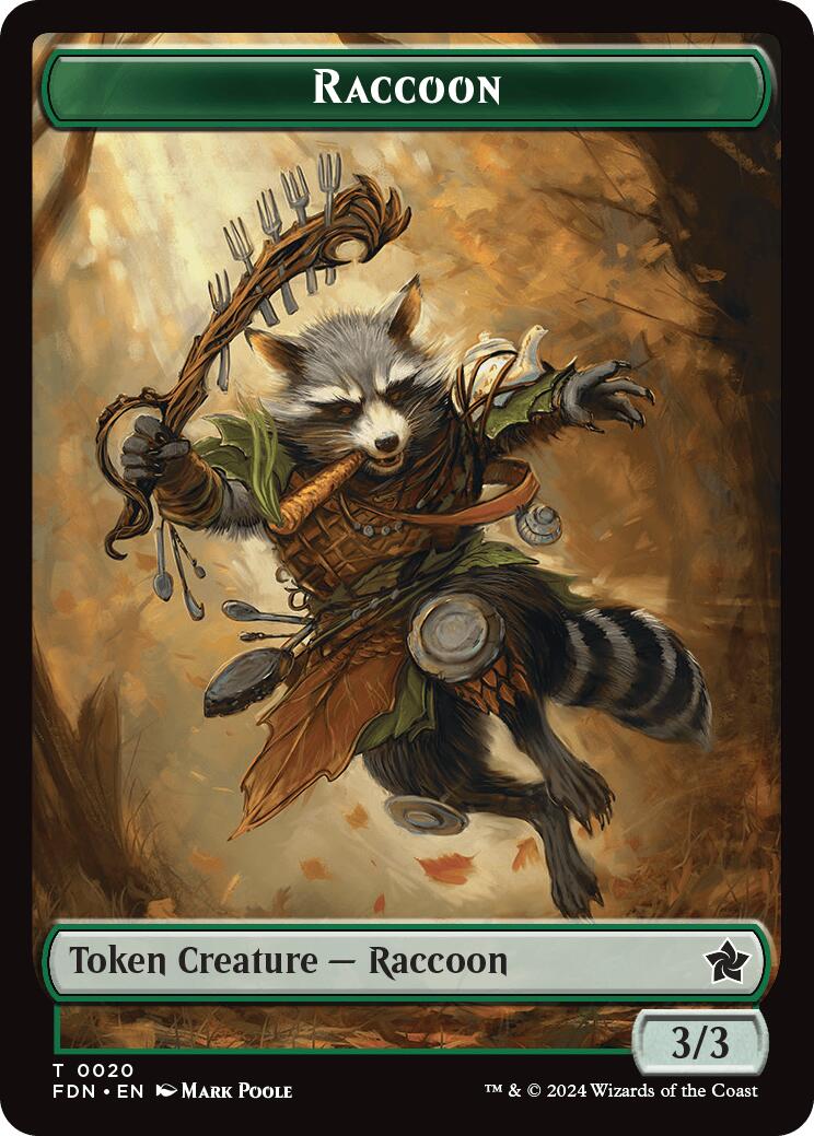 Elf Warrior // Raccoon Doubled-Sided Token [Foundations Tokens] | Cracking-Singles