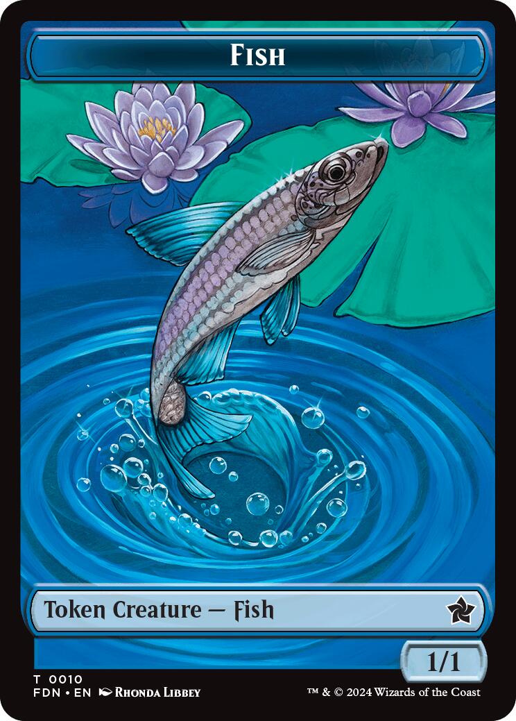 Faerie // Fish Doubled-Sided Token [Foundations Tokens] | Cracking-Singles