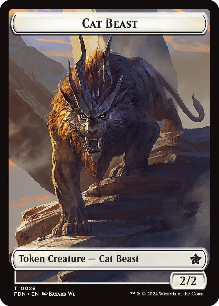 Cat Beast // Dragon (0017) Double-Sided Token [Foundations Tokens] | Cracking-Singles