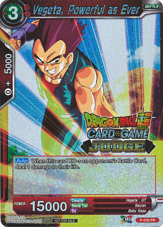 Vegeta, Powerful as Ever (P-030) [Judge Promotion Cards] | Cracking-Singles