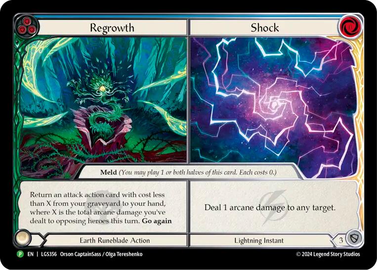 Regrowth // Shock (Cold Foil) [LGS356] (Promo)  Cold Foil | Cracking-Singles