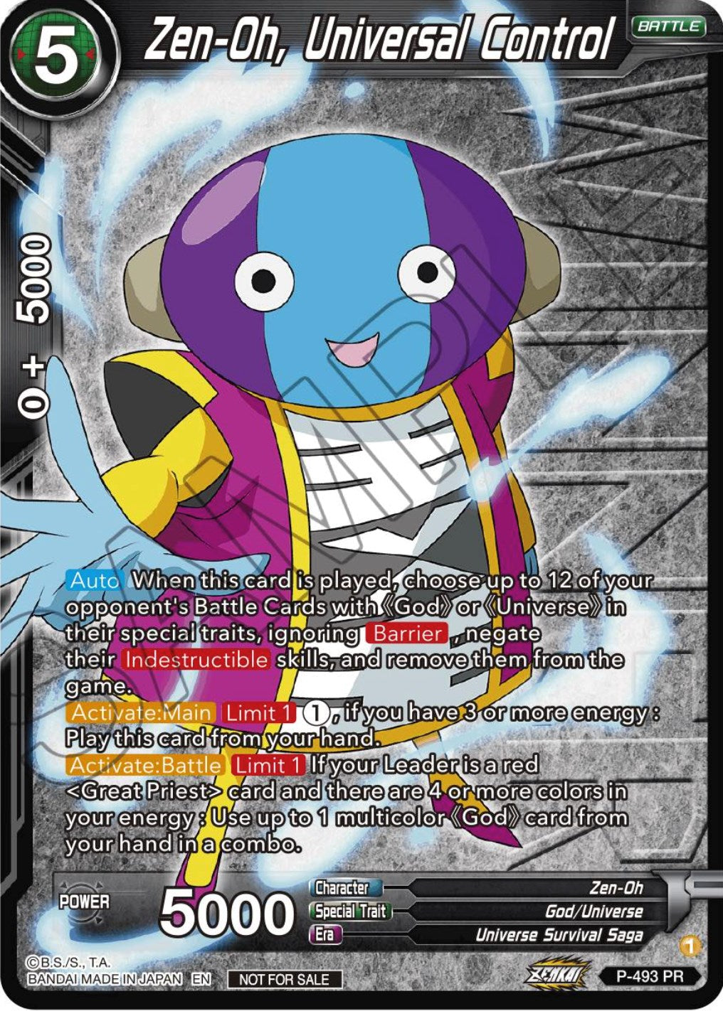 Zen-Oh, Universal Control (Zenkai Series Tournament Pack Vol.3 Winner) (P-493) [Tournament Promotion Cards] | Cracking-Singles