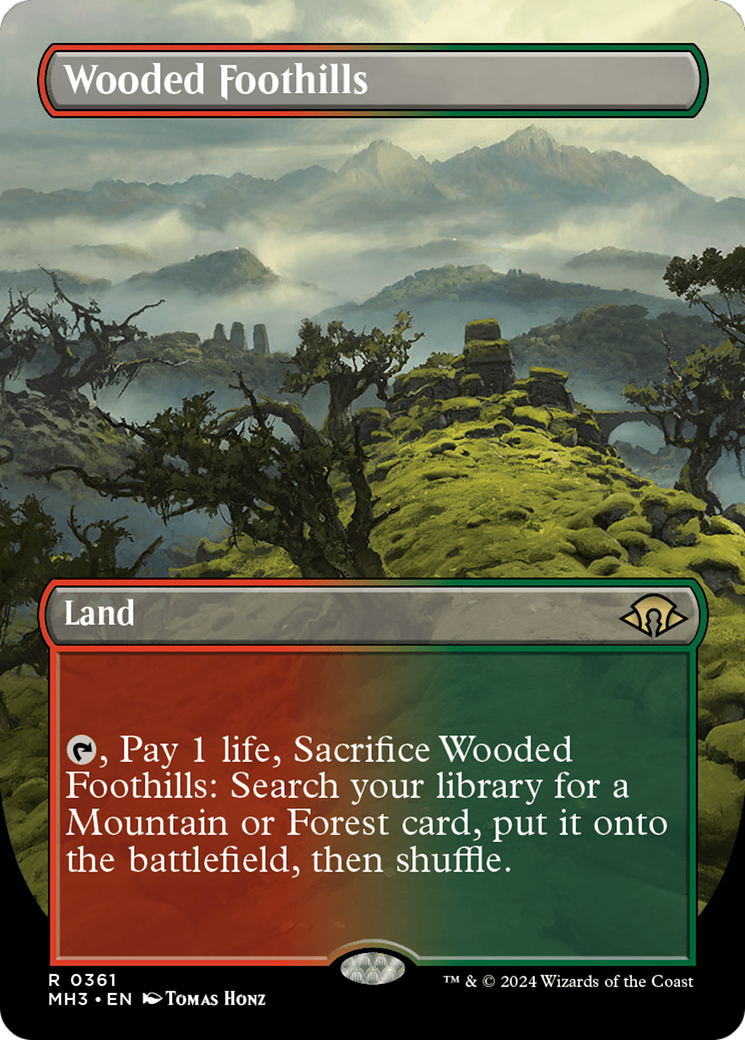 Wooded Foothills (Borderless) [Modern Horizons 3] | Cracking-Singles