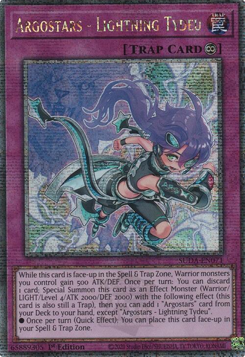 Argostars - Lightning Tydeu (Quarter Century Secret Rare) [SUDA-EN071] Quarter Century Secret Rare | Cracking-Singles