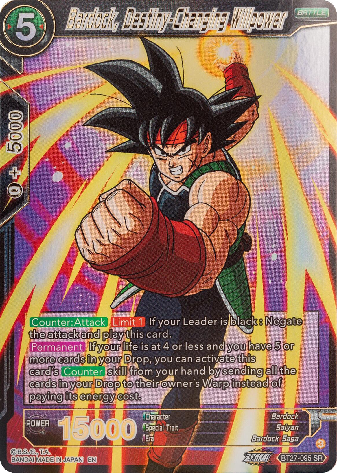 Bardock, Destiny-Changing Willpower (BT27-095) [History of Z] | Cracking-Singles