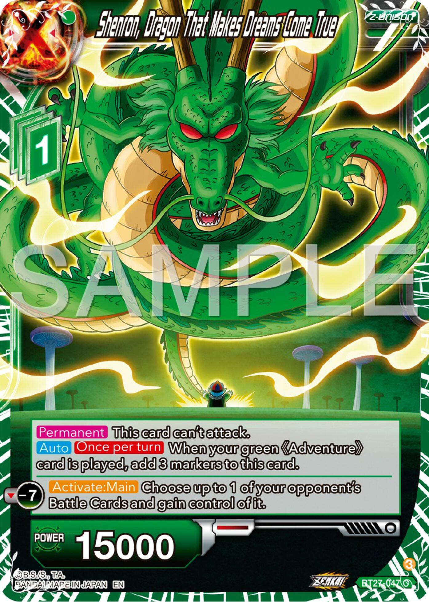 Shenron, Dragon That Makes Dreams Come True (BT27-047) [History of Z] | Cracking-Singles