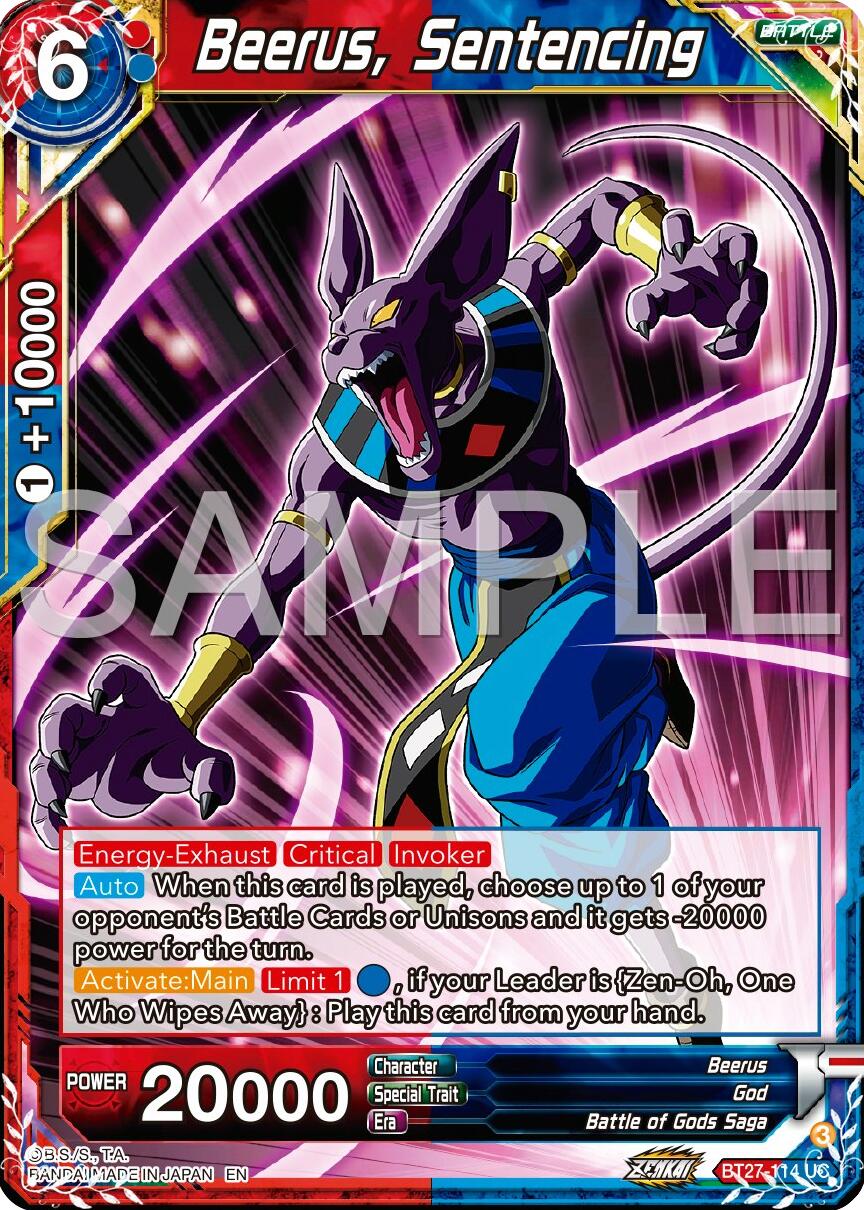 Beerus, Sentencing (BT27-114) [History of Z] | Cracking-Singles