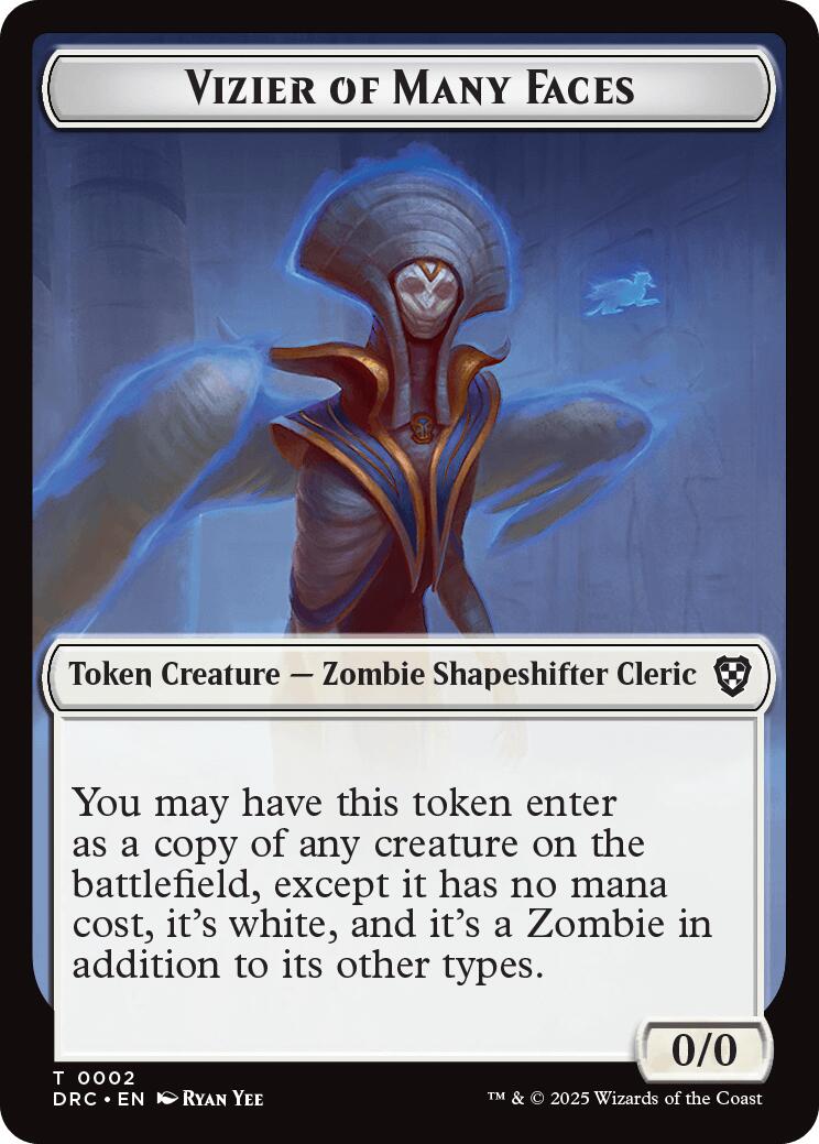 Vizier of Many Faces // Zombie (0003) Double-Sided Token [Aetherdrift Tokens] | Cracking-Singles