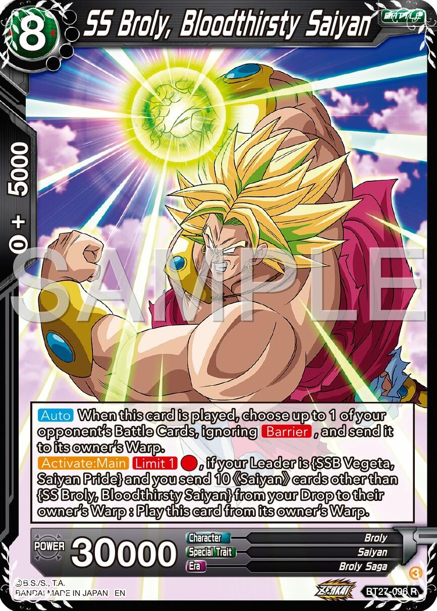 SS Broly, Bloodthirsty Saiyan (BT27-096) [History of Z] | Cracking-Singles