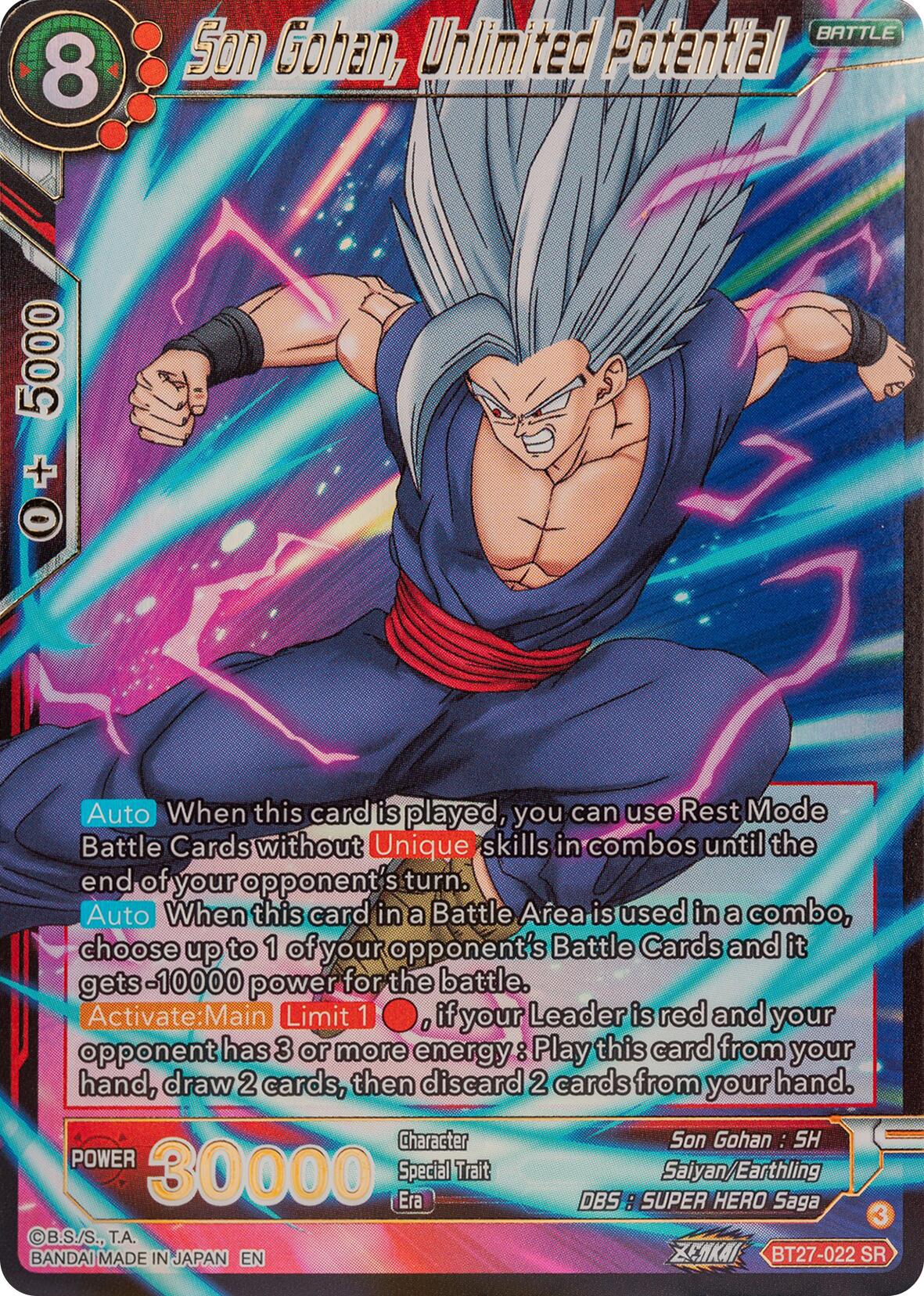 Son Gohan, Unlimited Potential (BT27-022) [History of Z] | Cracking-Singles